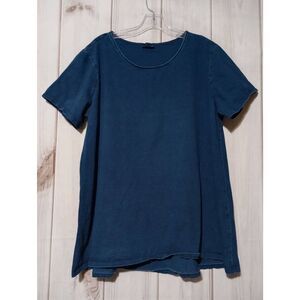 Pure‎ Jill Indigo Shirt Ladies Extra Large Tall Blue Short Sleeve Round Neck